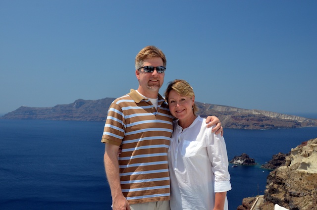 Description: Judd and Cathy in Santorini!